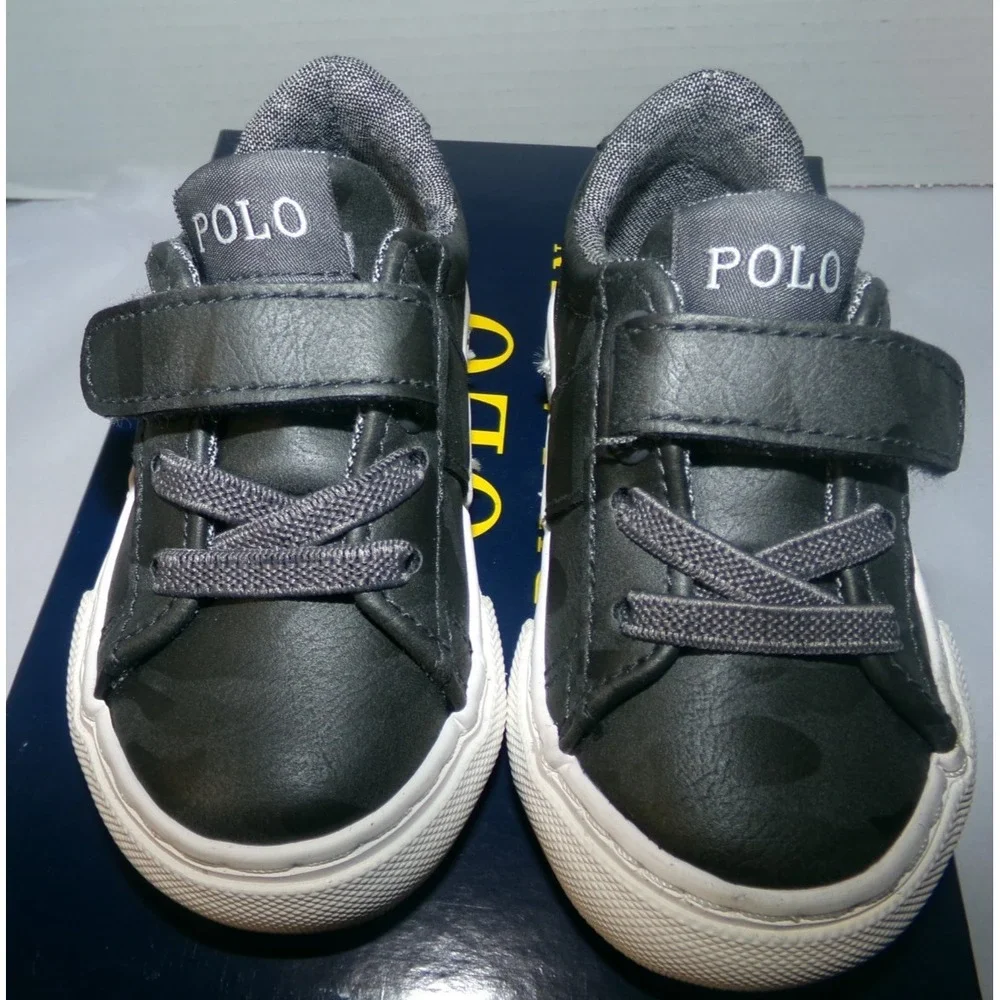 NIB POLO RALPH LAUREN SAYER GREY CAMO SHOES~SZ‎ 4~TODDLER~
